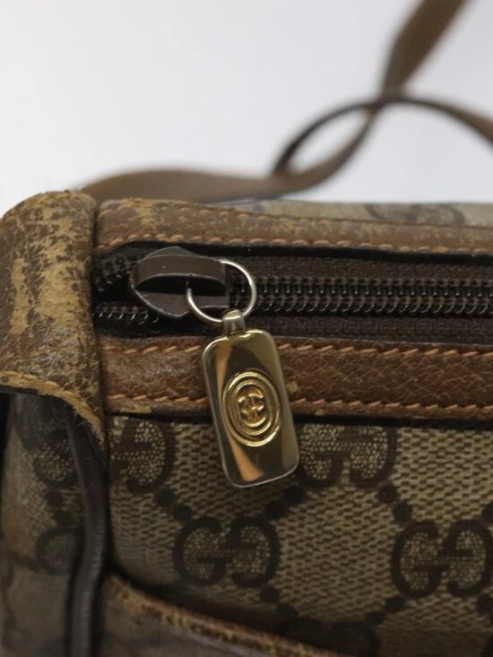 GUCCI GG Supreme Web Sherry Line Bag PVC Beige Gold 89 02 032 Auth hk2475 - Picture 9 of 16